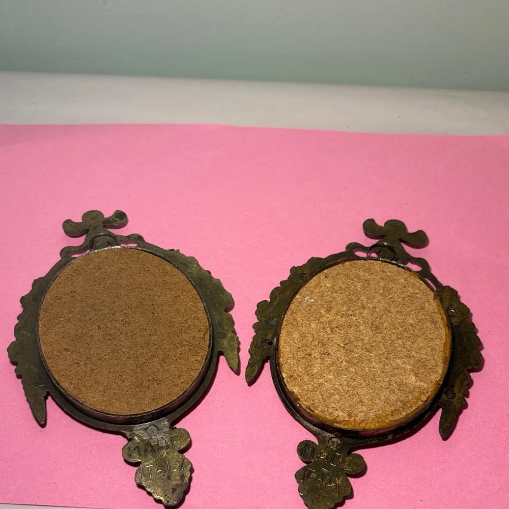 Vintage Ornate Style Bronze Wall Mirrors - Pair